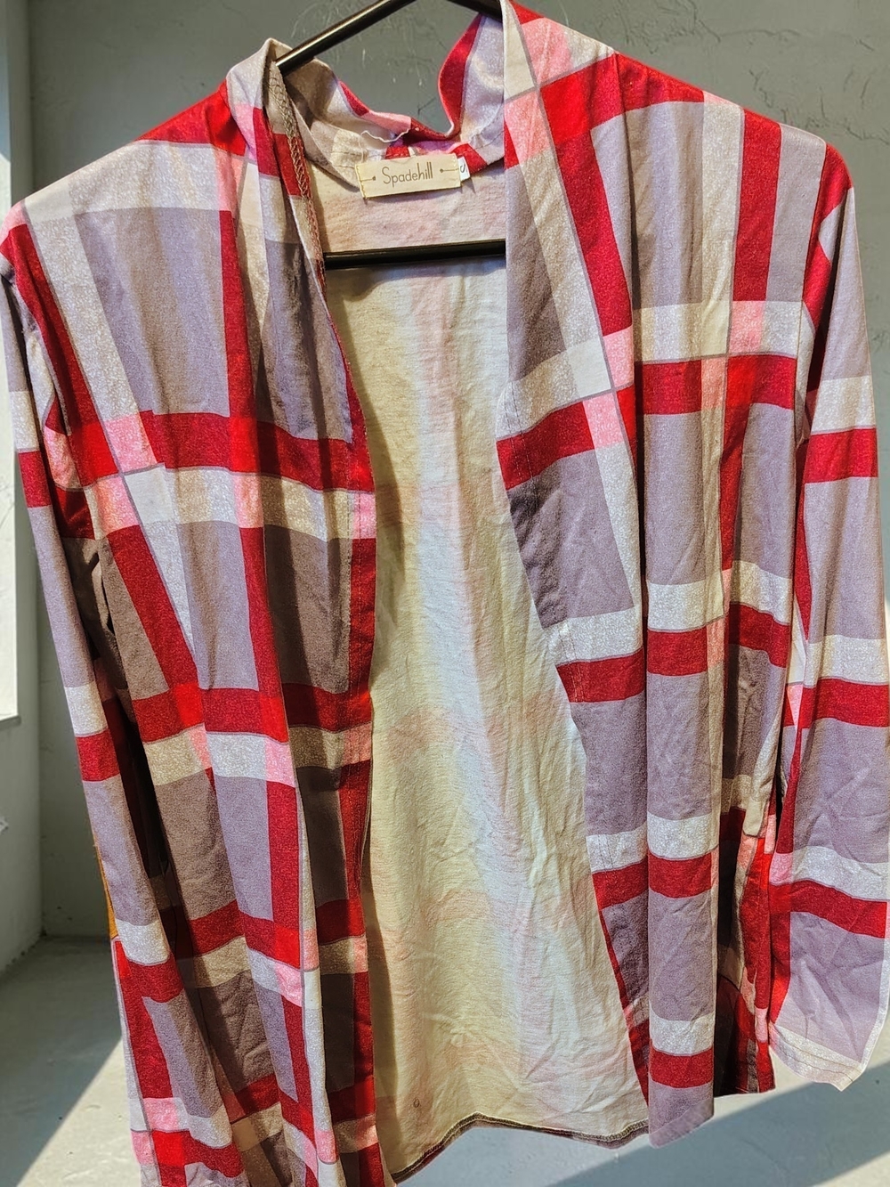 Red Plaid Open-Front Women's Shirt Jacket